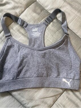 Puma Heather Gray Racerback Seamless Sports Bra Small